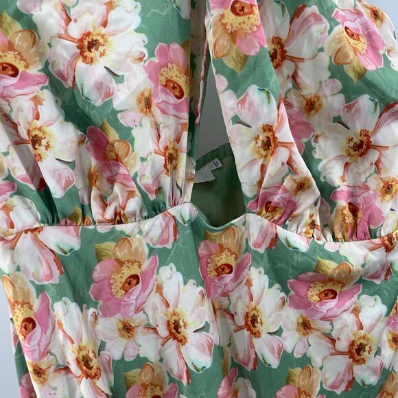 ASTR THE LABEL Giova Dress Size Large Maxi Wedding Cocktail Evening Floral Satin - Picture 9 of 15